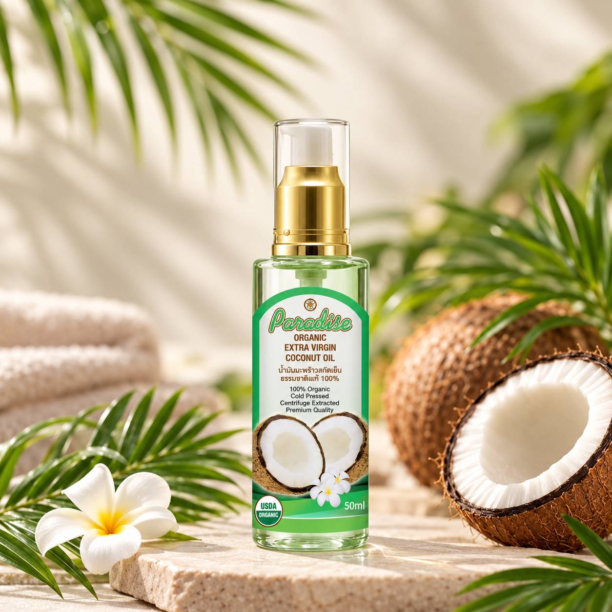 น้ำมันมะพร้าวธรรมชาติ 50 มล. Coconut Oil 50ml