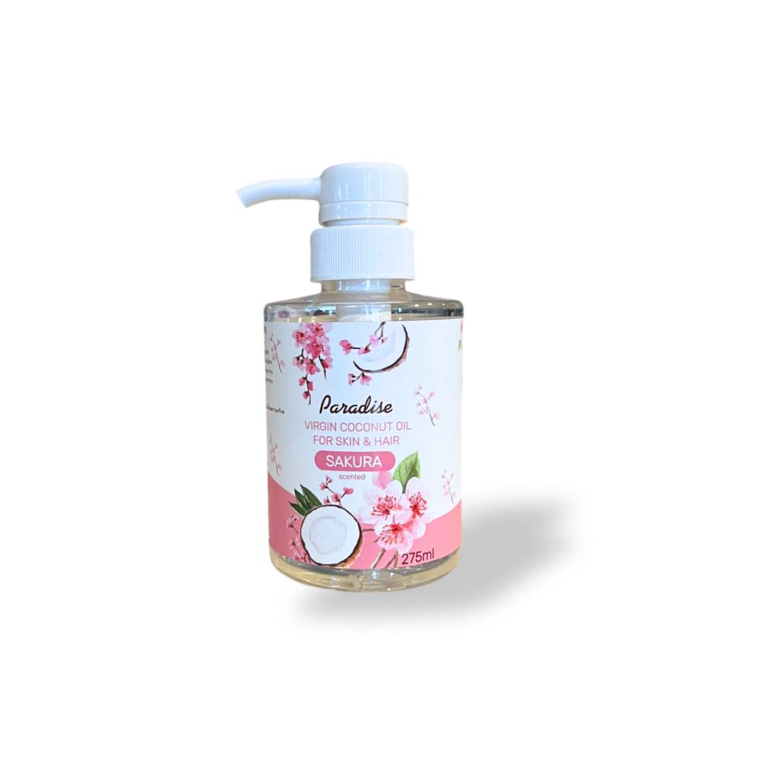 น้ำมันมะพร้าว กลิ่นซากุระ 275 มล. Coconut Oil 275ml Sakura