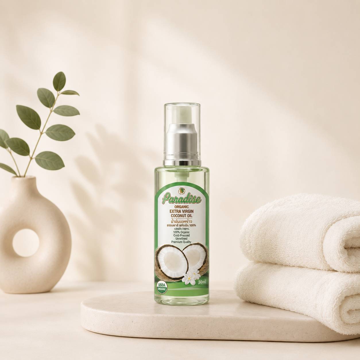 น้ำมันมะพร้าวธรรมชาติ 50 มล. Coconut Oil 50ml